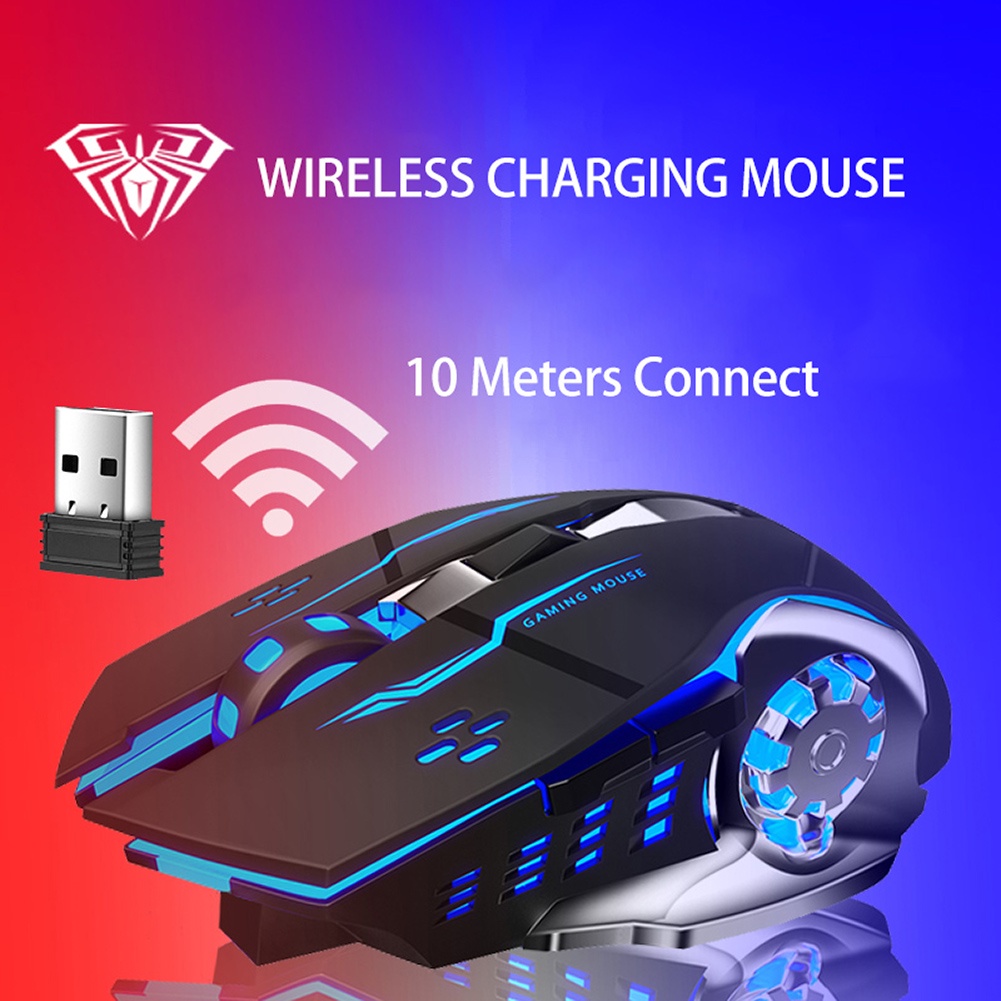 Chuột quang không dây AULA SC100 800mAh đèn 4 màu cho máy tính