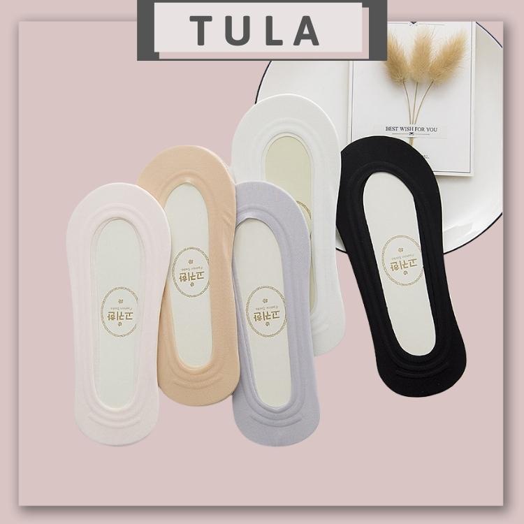 Vớ tất cổ ngắn, tất lười nữ nửa bàn chân vải cotton trơn co giãn Set 5 đôi tất vớ nữ Tula Hàn Quốc xinh xắn