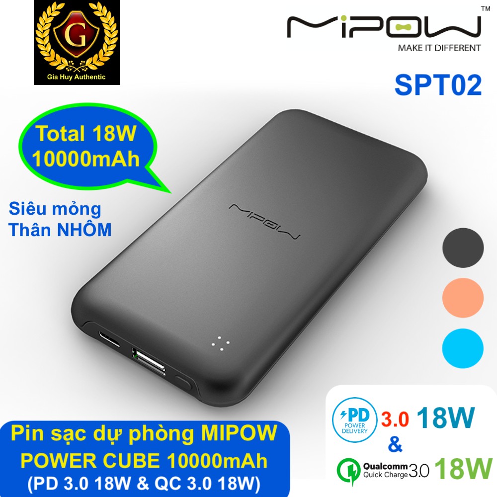 Pin sạc dự phòng MIPOW POWER CUBE 10000mAh PD 3.0/QC 3.0 18W