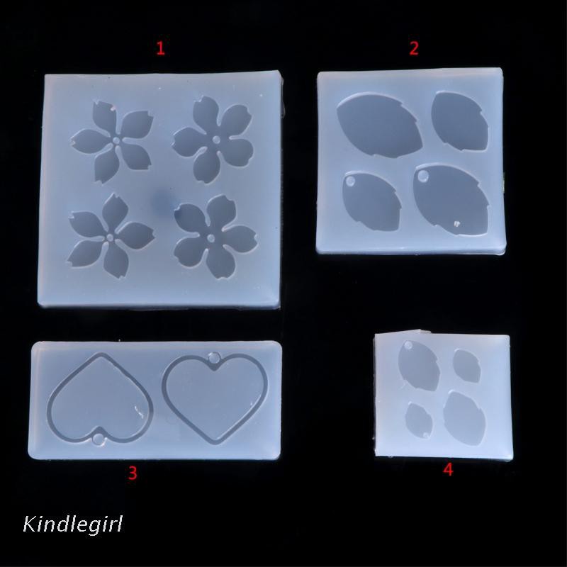 Khuôn Silicone Làm Mặt Dây Chuyền Hình Hoa Lá Trái Tim