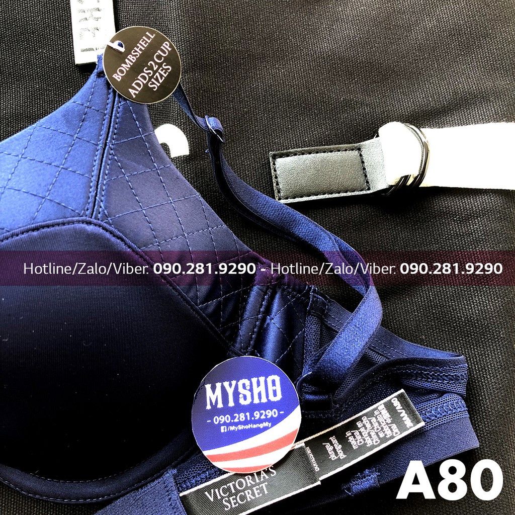 (Bill Mỹ 36AA, A80) - Áo xanh dương, siêu nâng Bombshell Add-2-cups, Ensign Trapunto - Victoria Secret USA | BigBuy360 - bigbuy360.vn