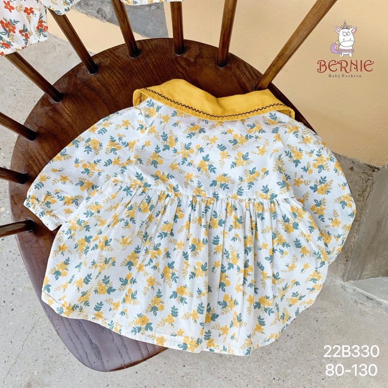 Bộ bé gái Bernie hoa nhí Baby Doll chất thô boi cho bé từ 9-22kg-22B330