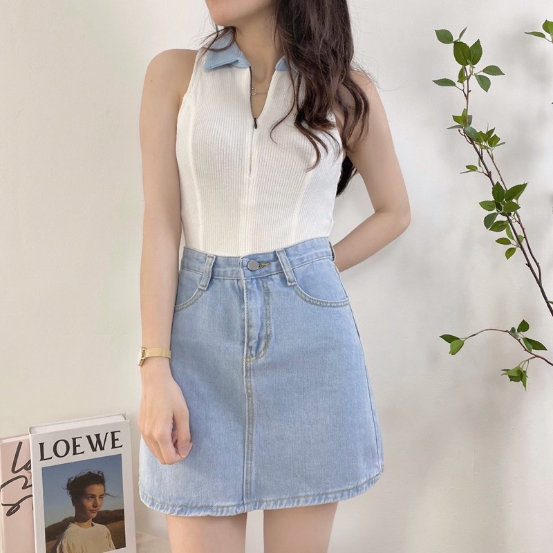 Áo croptop nữ ETTEE cổ bẻ vải thấm hút mồ hôi freesize A1858 | BigBuy360 - bigbuy360.vn