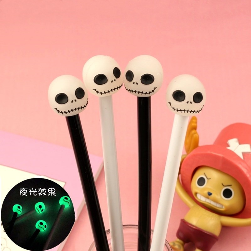 1 Bút Mực gel Ngòi 0.5mm Mực Đen Dạ Quang Hình Búp Bê bald Sáng Tạo