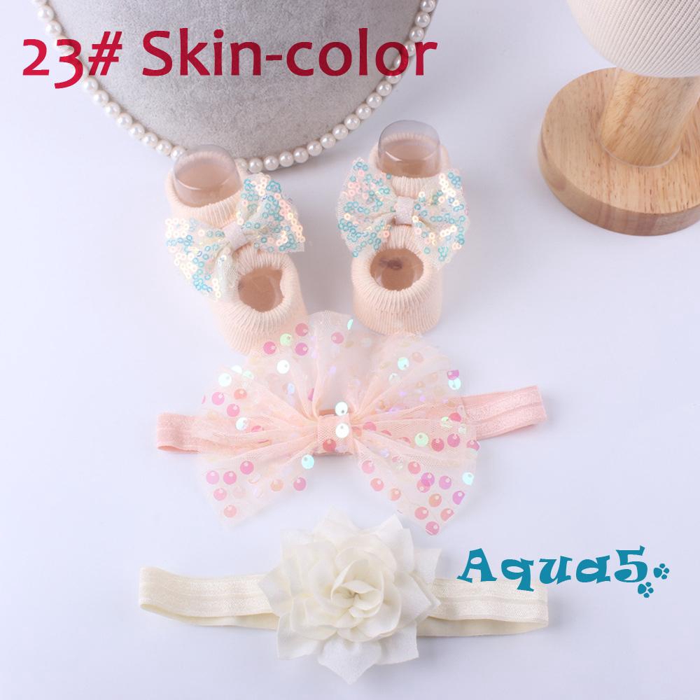 Set phụ kiện gồm vớ cotton phối ren và băng đô xinh xắn ngọt ngào cho bé gái