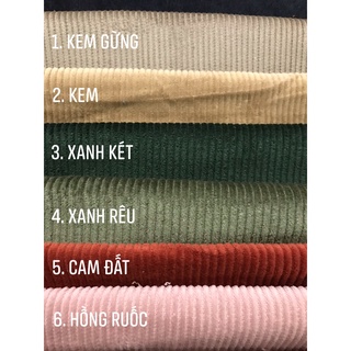 Vải nhung tăm lớn, 100% sợi cotton, Độ bền cao, Vải dày mịn, Màu cực đẹp ✅ Nhung tăm may áo khoát, bọc nệm, túi đeo chéo