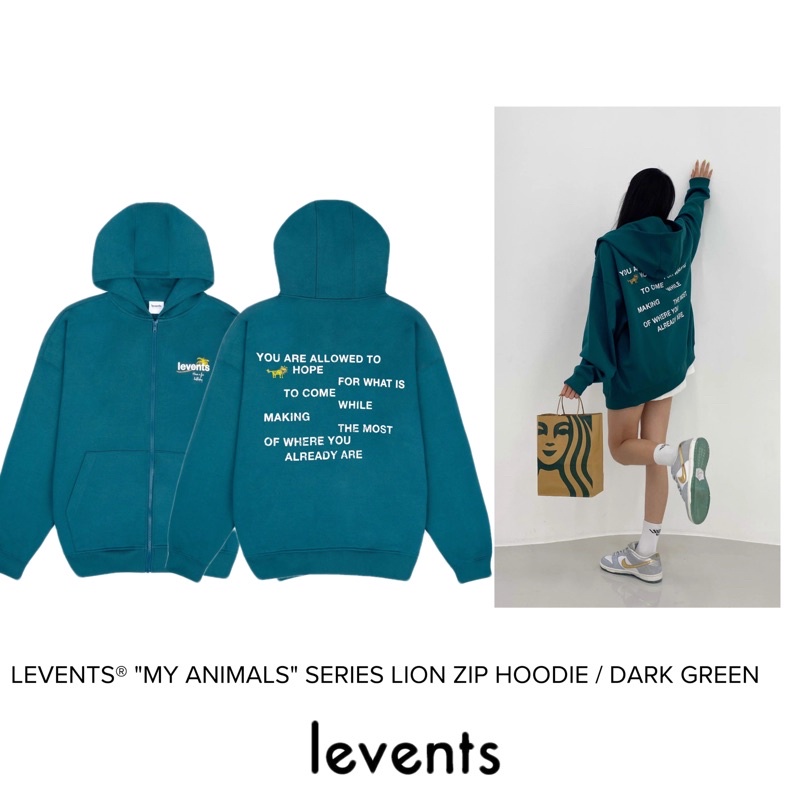 Áo Khoác LEVENTS  &quot;MY ANIMALS&quot; SERIES LION ZIP HOODIE / DARK GREEN