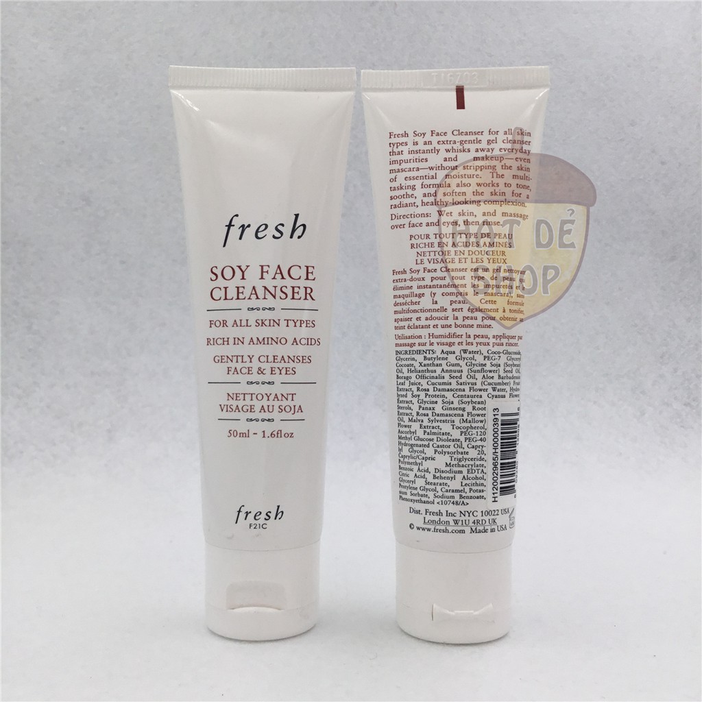 Fresh Sữa Rửa Mặt Đậu Nành Soy Face Cleanser For All Skin Types 50ml (gel)