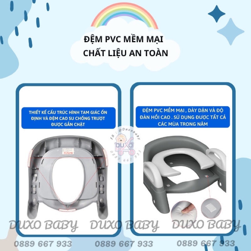 Thang bô vệ sinh cho bé có đệm .Thang ngồi bồn cầu / bệ thu nhỏ bồn cầu có thang đi vệ sinh cho bé