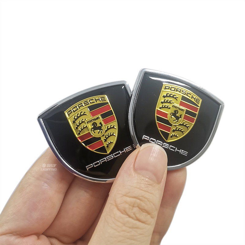 Bộ 2 Miếng Dán Logo PORSCHE Bằng Kim Loại Trang Trí Đuôi Xe Hơi PORSCHE Sport