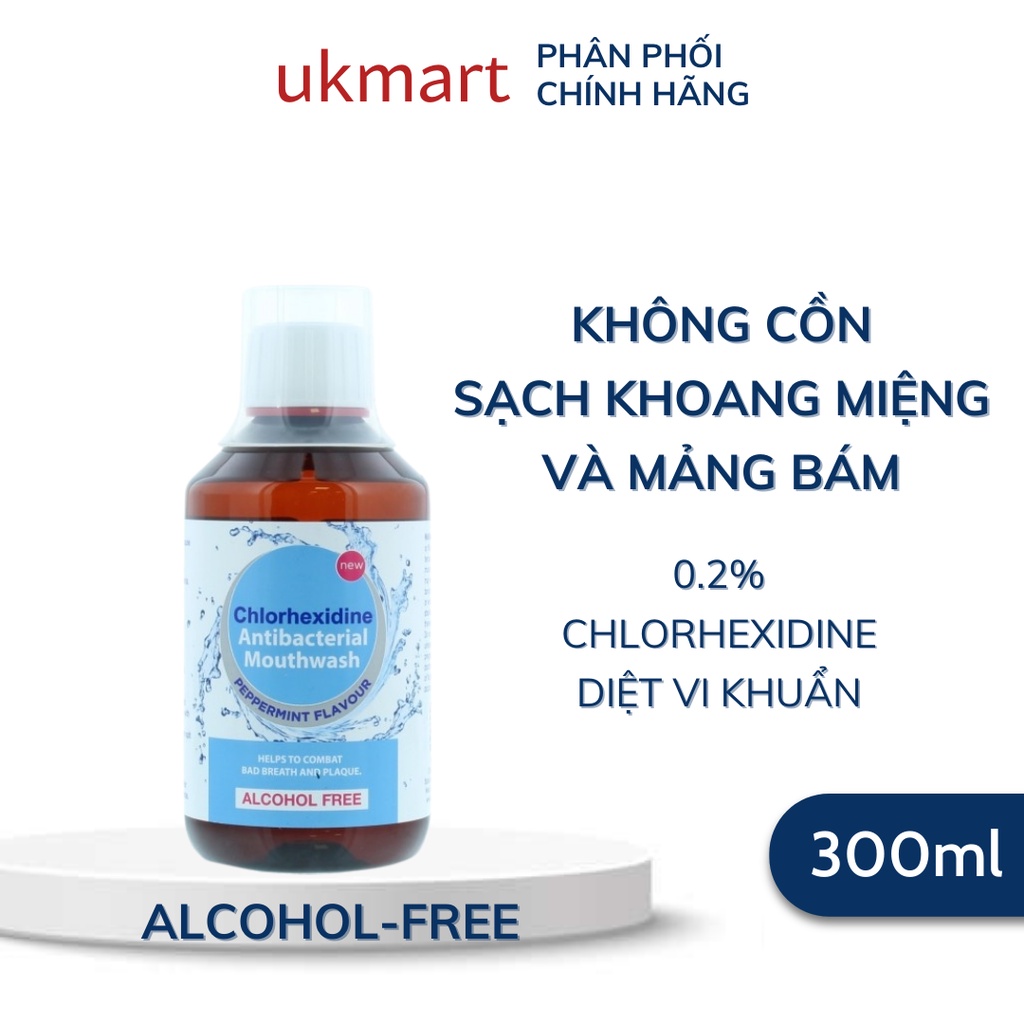Nước Súc Miệng Chlorhexidine Chống Vi Khuẩn, Không Chứa Cồn Anti Bacterial Mouthwash Alcohol Free 300ml