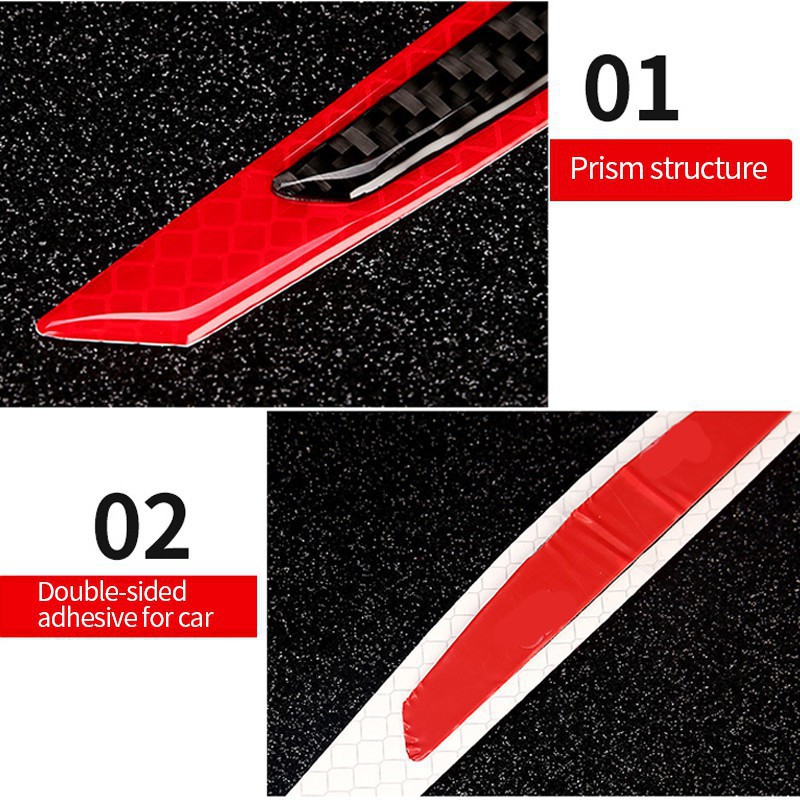 Bộ miếng dán cửa xe ô tô bằng sợi carbon 5D phản quang cảnh báo an toàn chống va đập phổ biến
