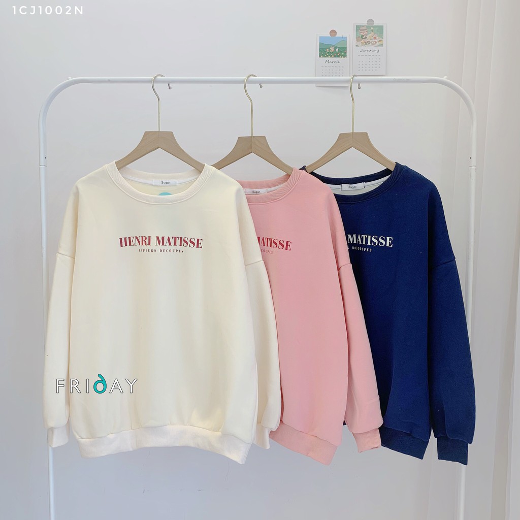 Áo hoodie nữ cổ tròn dài tay chất nỉ dày chữ Henri Mattisse Friday | WebRaoVat - webraovat.net.vn