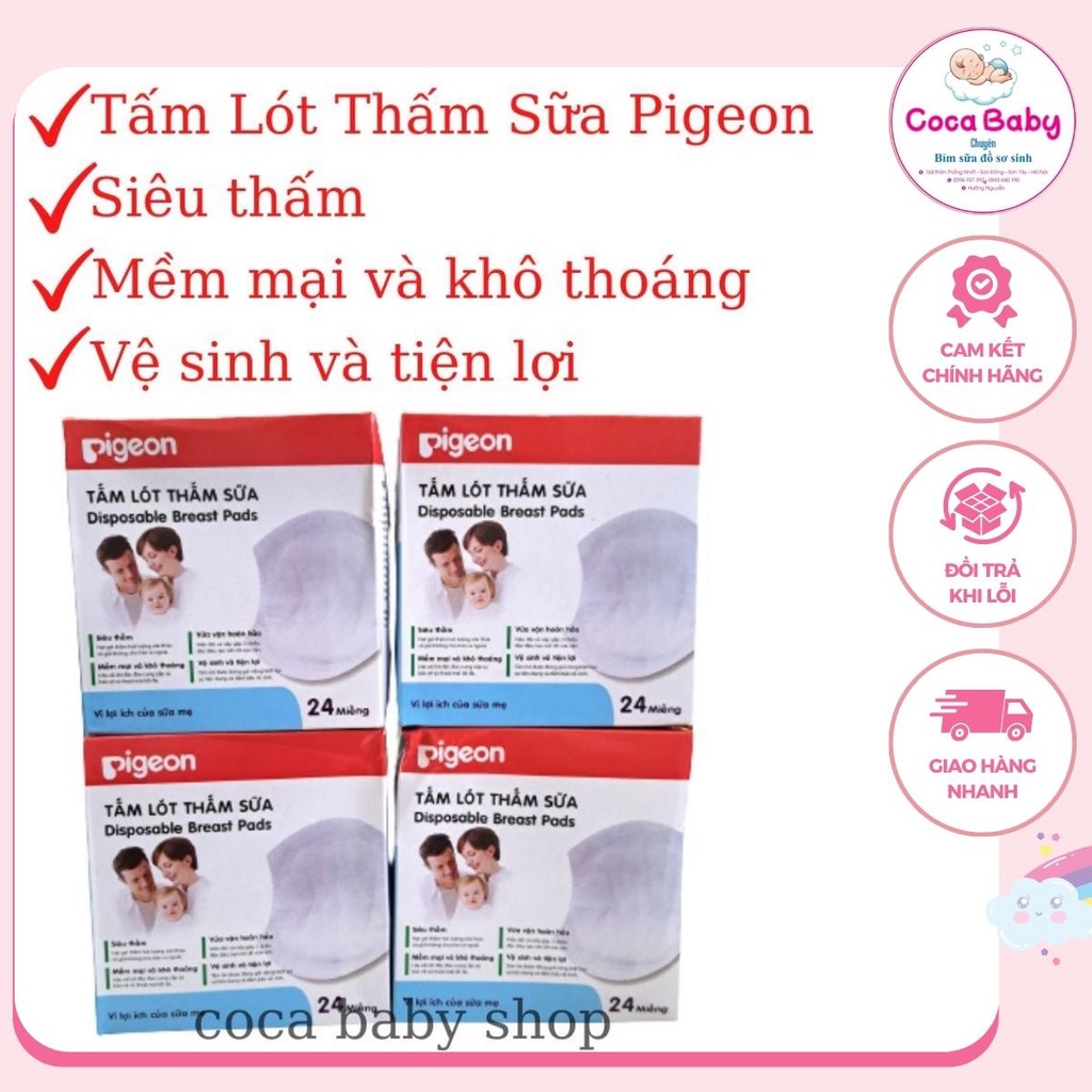 Miếng lót thấm sữa Pigeon hộp 24 miếng siêu thấm mềm mại khô thoáng vệ sinh và rất tiện lợi
