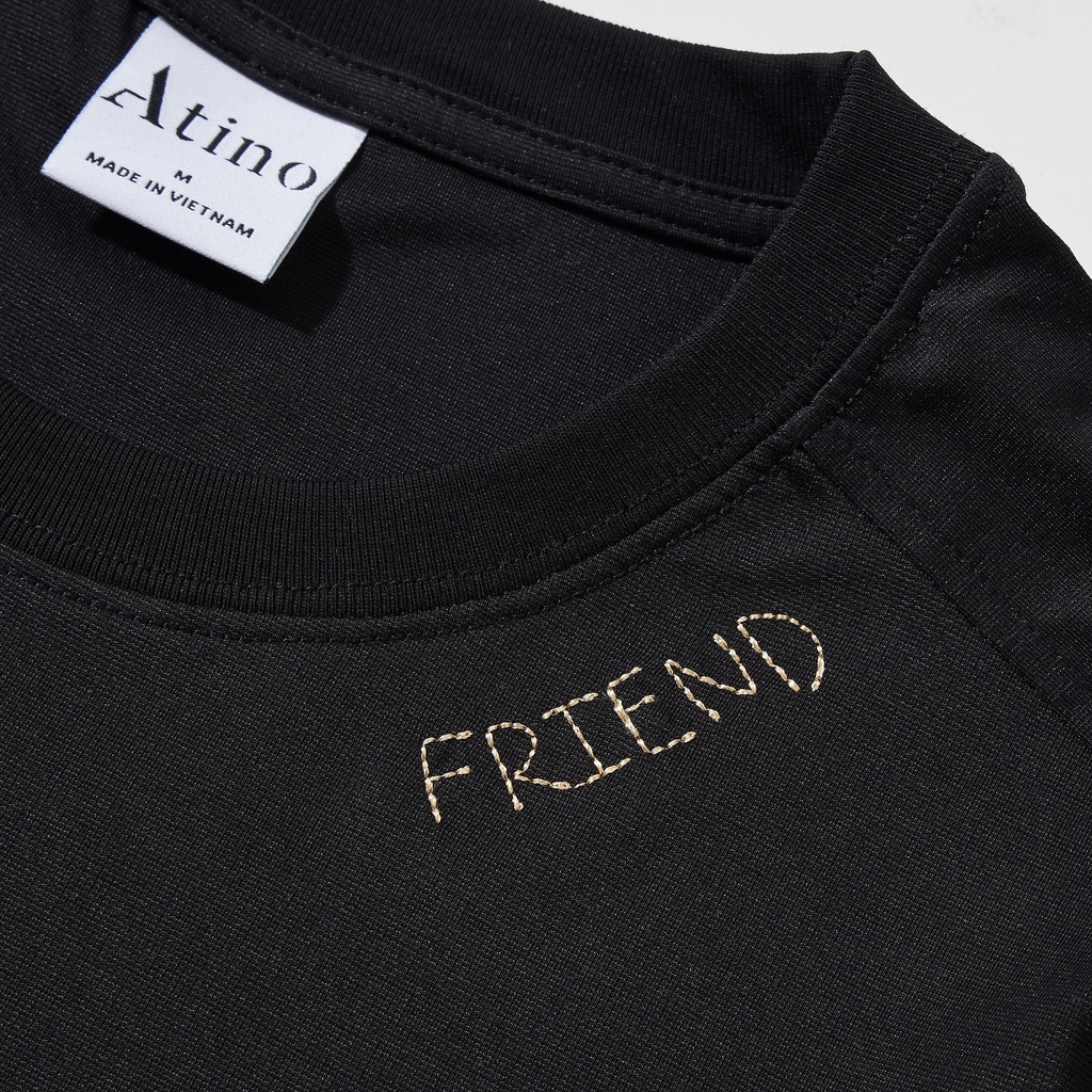 Áo Phông Nam Cộc Tay Cổ Tròn Thêu Chữ FRIEND ATINO chất liệu Cotton thoáng mát form Fitted AP3.2043