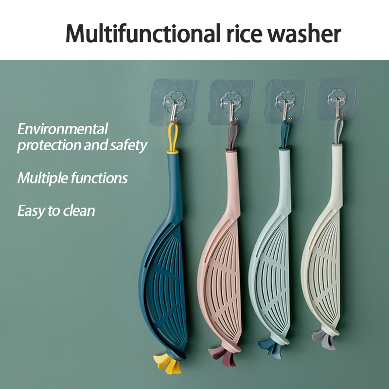 && Cooking rice scoop rice sieve household cleaning drainer rice brush rice stick 【elle2018】