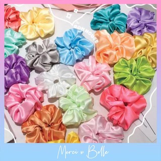 [Mã FA8T hoàn 10K đơn bất kỳ] Dây cột tóc vải scrunchies phi bóng, đồ buộc tóc crunchies phụ kiện tóc