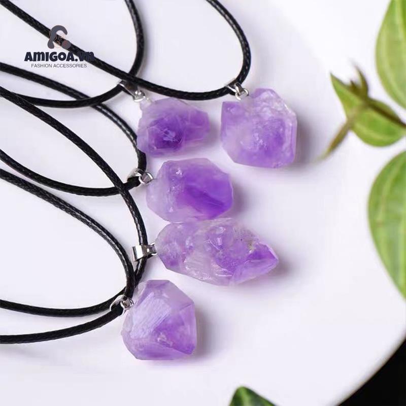 ✨✨Mặt Vòng cổ Bằng Đá Thạch Anh Tím Tự Nhiên DIY Dành Cho Nam Nữ