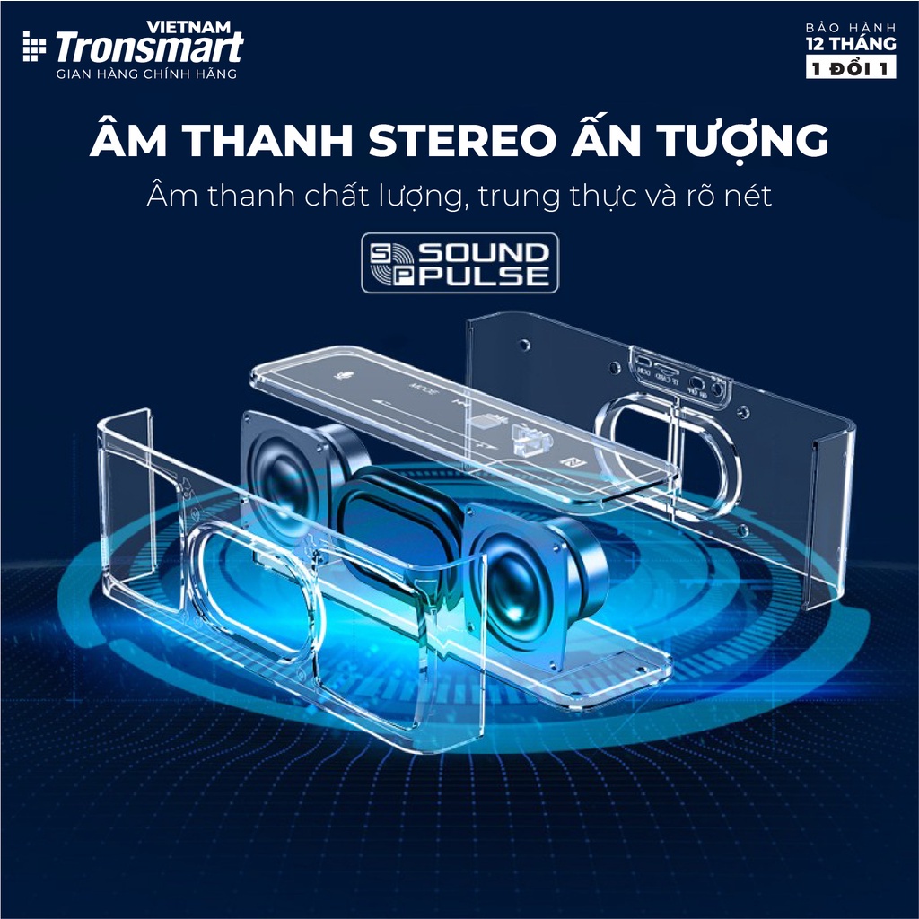 Loa Bluetooth 5.0 Tronsmart Element Mega Công suất 40W Hỗ trợ TWS và NFC ghép đôi 2 loa - Hàng phân phối chính hãng