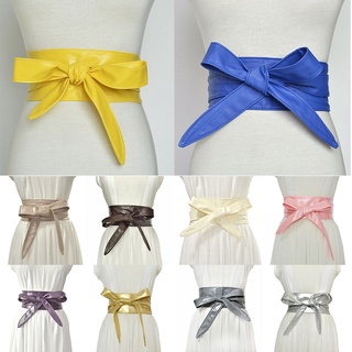 Thắt lưng da PU màu trơn thắt nơ xinh xắn thời trang dành cho nữ