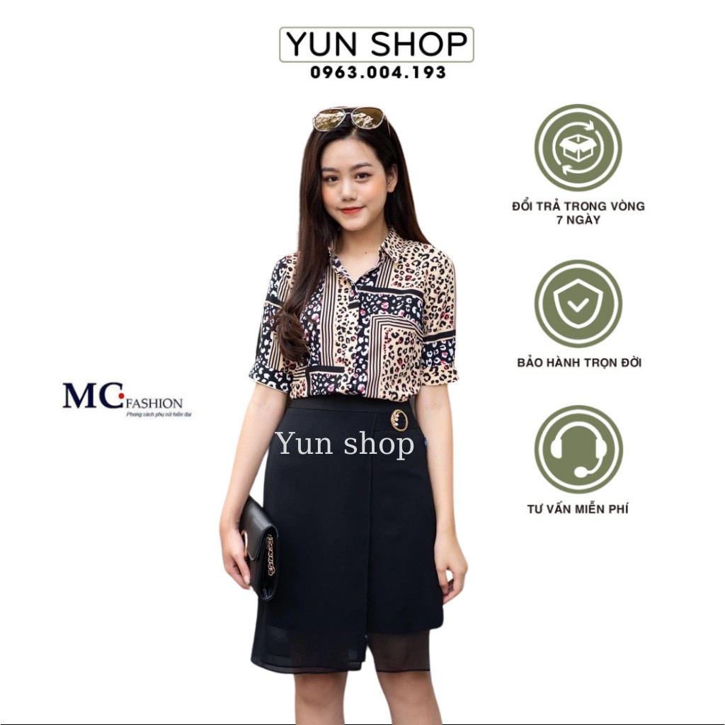 Áo sơ mi tay lỡ da báo - MC Fashion A613 màu nude