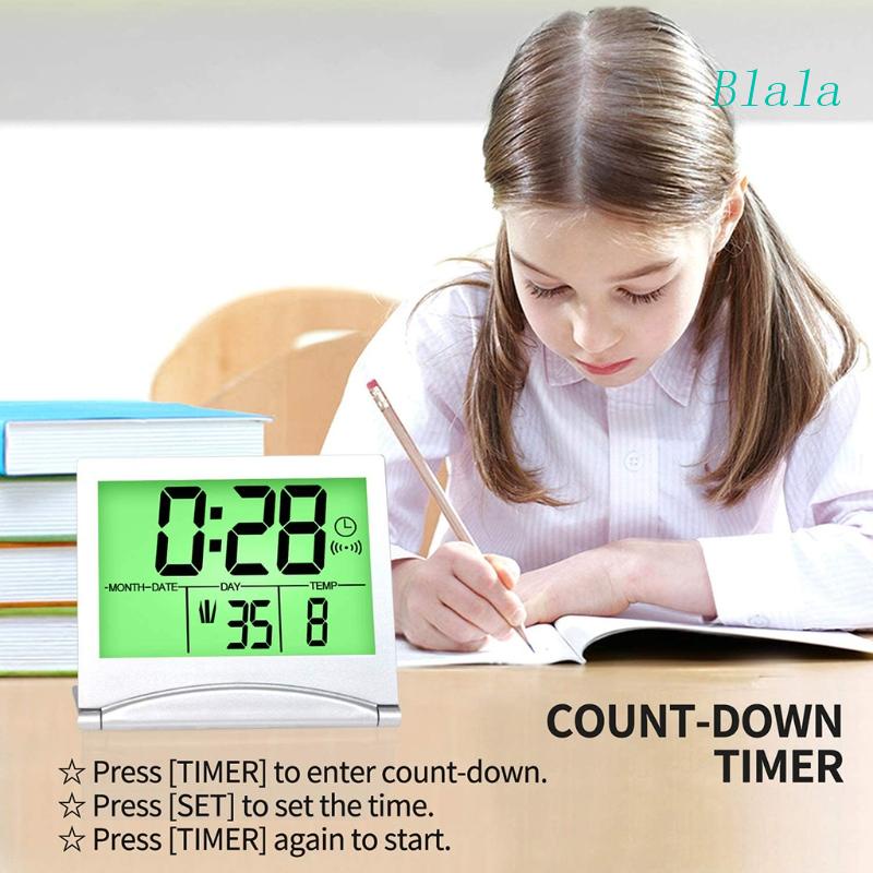 Đồng Hồ Báo Thức Kỹ Thuật Số Màn Hình LCD Có Lịch Và Đèn Nền Tiện Dụng Mang Theo Du Lịch Cho Bé