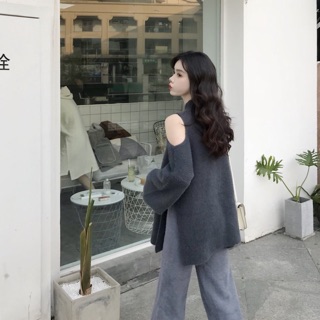 Áo len lông thỏ khoét vai cao cấp