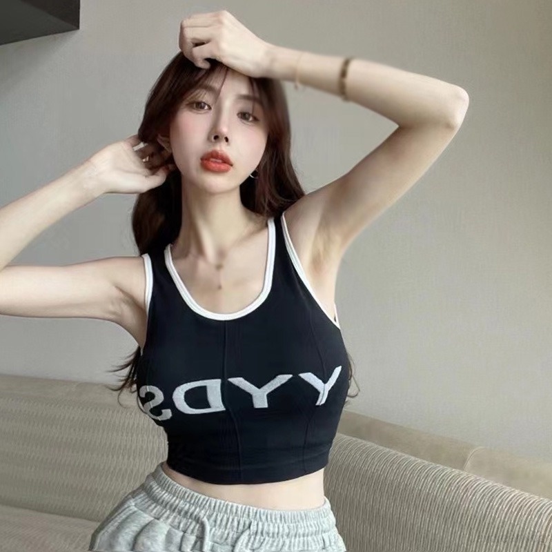 Áo Croptop Sát Nách Thể Thao Dáng Ôm In Chữ Quyến Rũ Cho Nữ