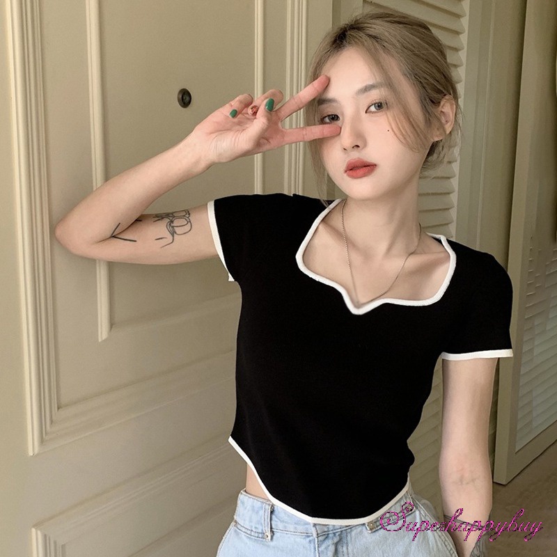 Áo Thun Tay Ngắn Dáng Ôm Dễ Phối Đồ Thời Trang Cho Nữ