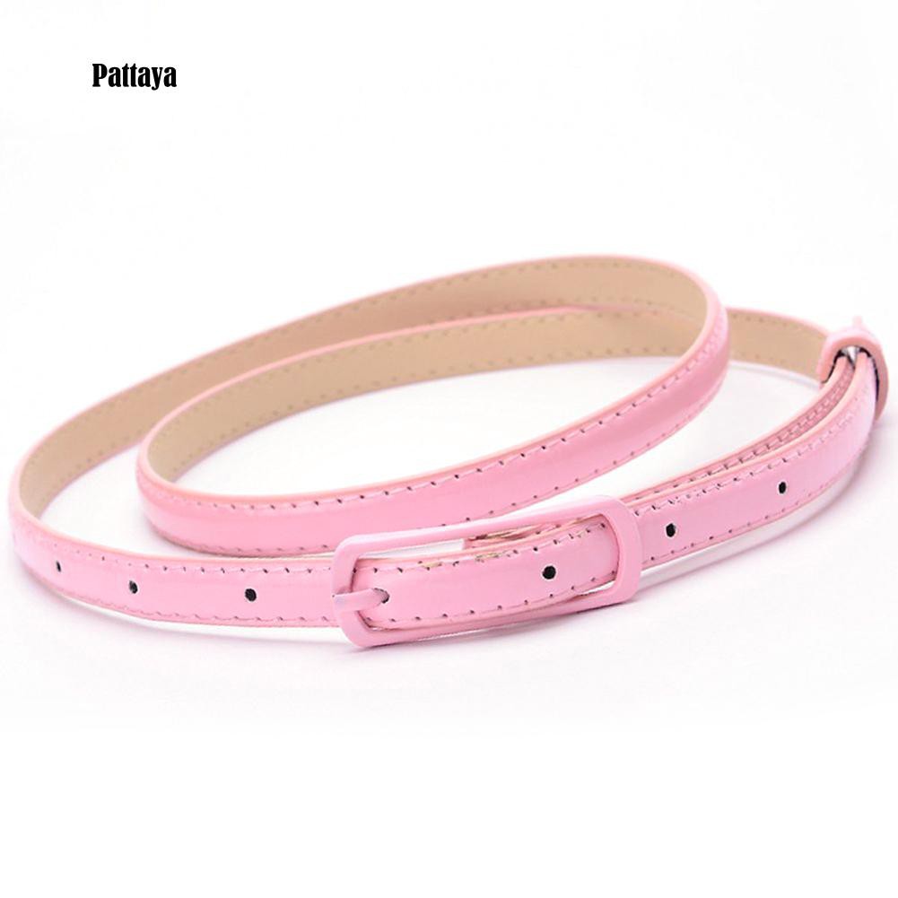 Thắt Lưng Giả Da Bản Nhỏ Khóa Kim Loại Thời Trang Cho Nữ