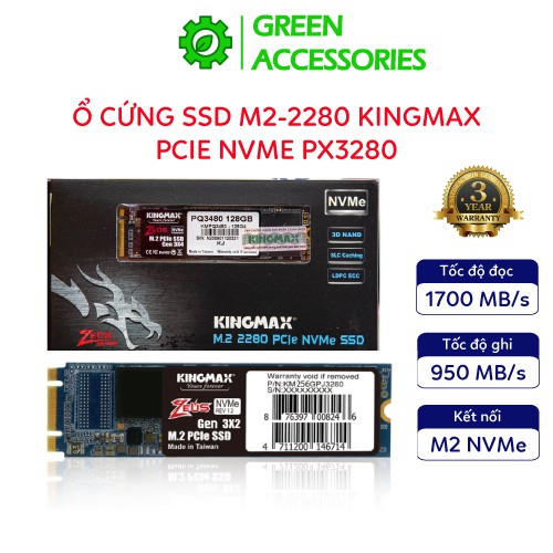 Ổ Cứng SSD M2 PCIe NVMe KingMax Zeus PX3480 (2280) - 512GB/256GB/128GB - Viễn Sơn Phân Phối