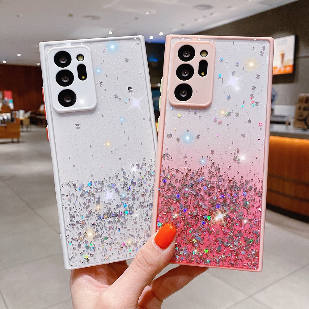 Ốp Điện Thoại TPU Kim Sa Bầu Trời Sao Màu Gradient Cho Samsung Galaxy S21 S20 FE Note 20 Ultra 10 Plus A72 A52 A71 A51 A32