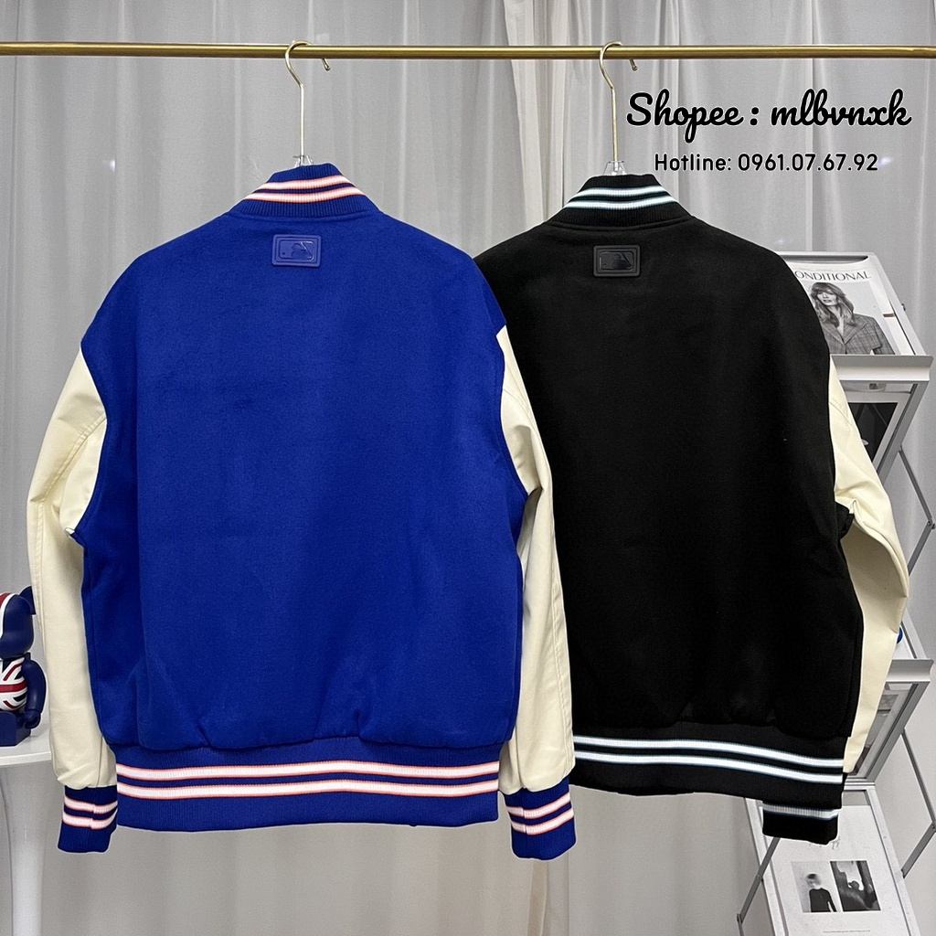 ẢNH THẬT / TQXK - Áo Bomber Kẻ 2 Sọc Xanh Đen MLB Monogram NY Yakees - ÁO THUN NAM NỮ HÀNG XUẤT DƯ FULLTAG