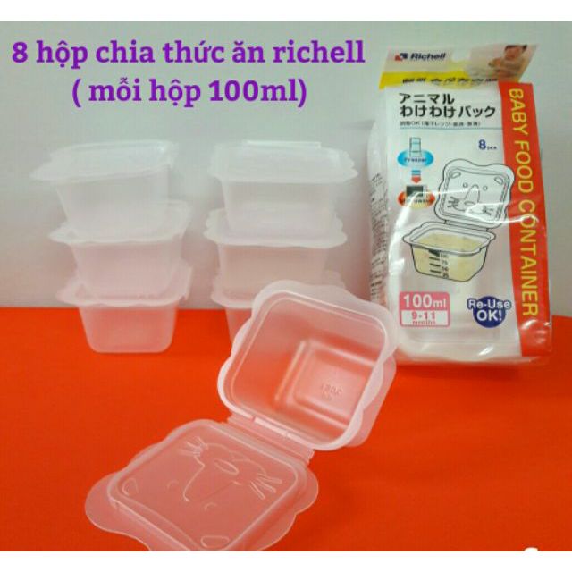 Combo 16 hộp (100ml/hộp) chia thức ăn dặm hình thú Richell