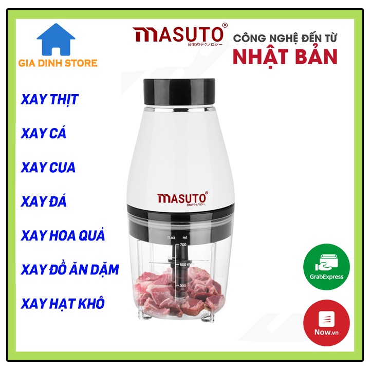 Máy xay thịt đa năng Masuto Nhật Bản, xay siêu nhuyễn thịt-cua-cá-cháo-rau-hoa quả-tỏi ớt