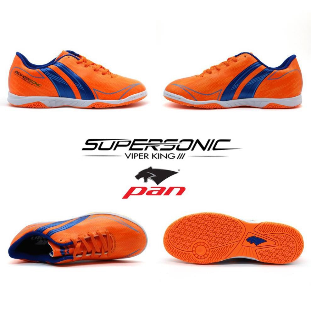 xc NEW CH [Mã MASO2207 hoàn 15%, tối đa 35K xu đơn 99K] Giày đá bóng futsal Pan Super Sonic IC Cam Sút Mạnh new : vc