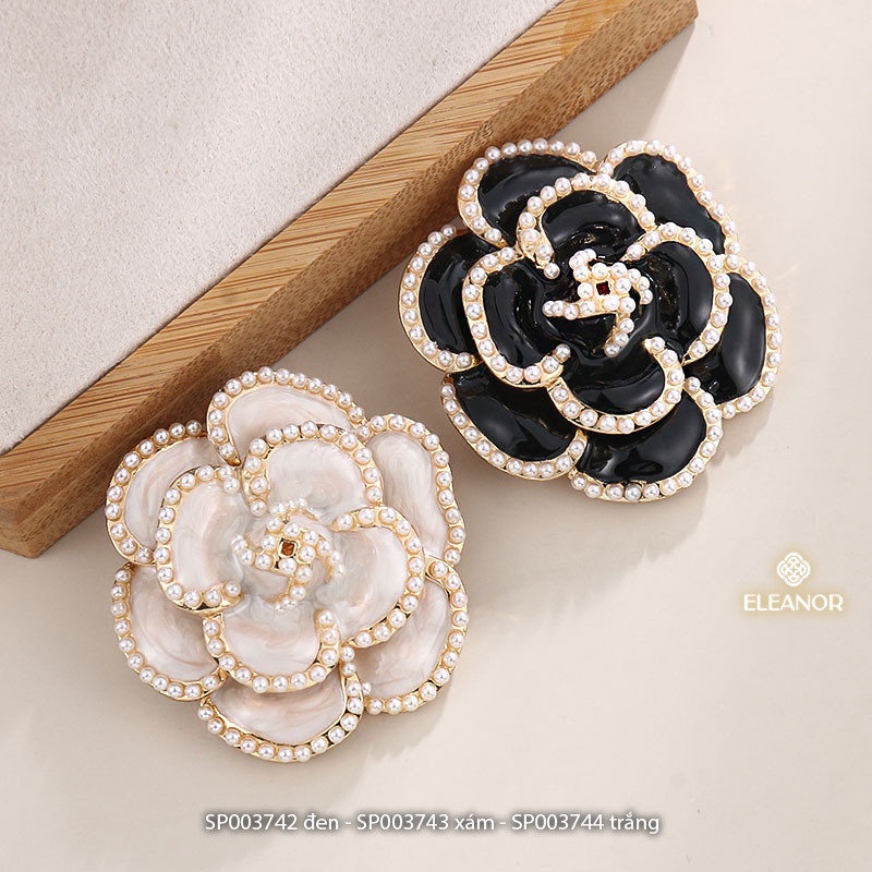 Ghim cài áo nữ Eleanor Accessories hình hoa hồng đính ngọc trai nhân tạo phụ kiện thời trang 3742