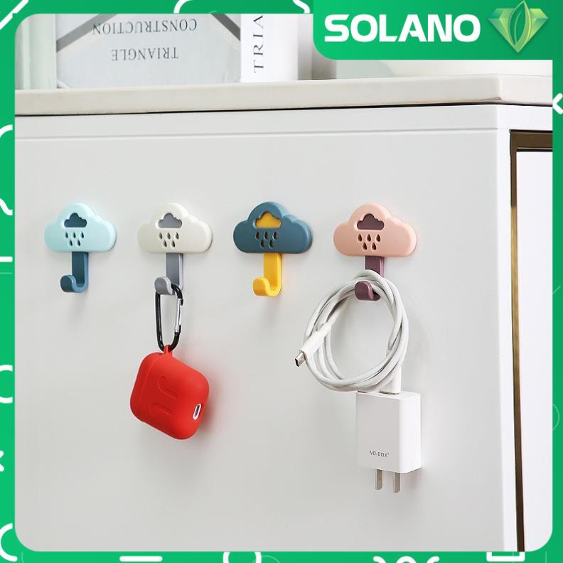Móc dán tường SOLANO móc treo dán tường hình đám mây nhiều màu dính tường siêu chắc HG-001215