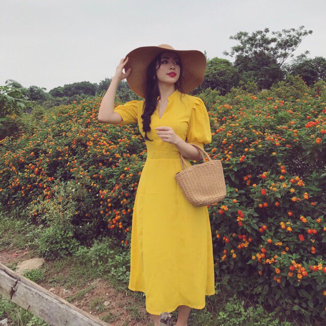 [ẢNH THẬT CUỐI] DM650 - Đầm Maxi Tay Phồng Cổ Trụ Nhiều Màu | BigBuy360 - bigbuy360.vn