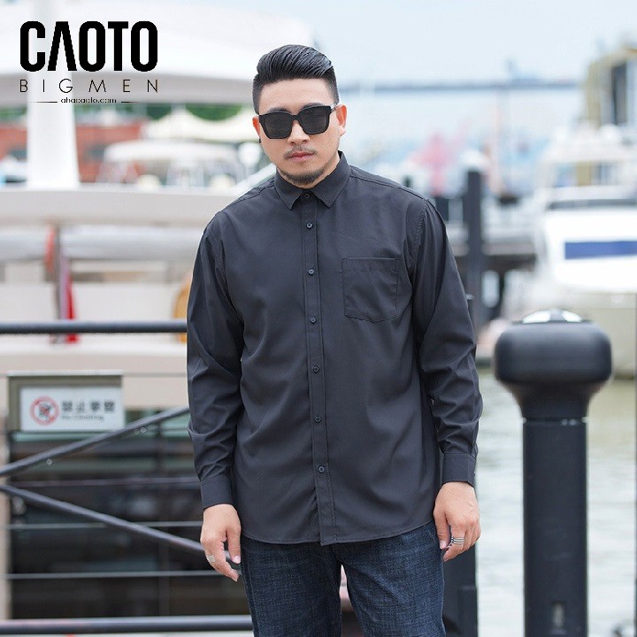 Áo Sơ Mi Trơn Big Size Nam Dài Tay Đen – HÀNG CHÍNH HÃNG Size 3XL 4XL 5Xl 6XL 7XL 8XL | BigBuy360 - bigbuy360.vn