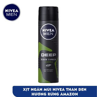 Xịt khử mùi nam hương rừng Amazon Nivea Men Deep Black Charcoal 150ml