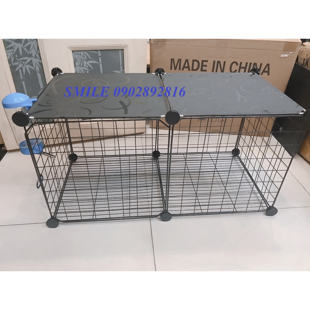 {ẢNH THỰC TẾ} TẶNG KÈM BÌNH NƯỚC, COMBO CHUỒNG 2 Ô LƯỚI GHÉP ĐA NĂNG CHO THÚ CƯNG CHÓ, MÈO TIỆN LỢI