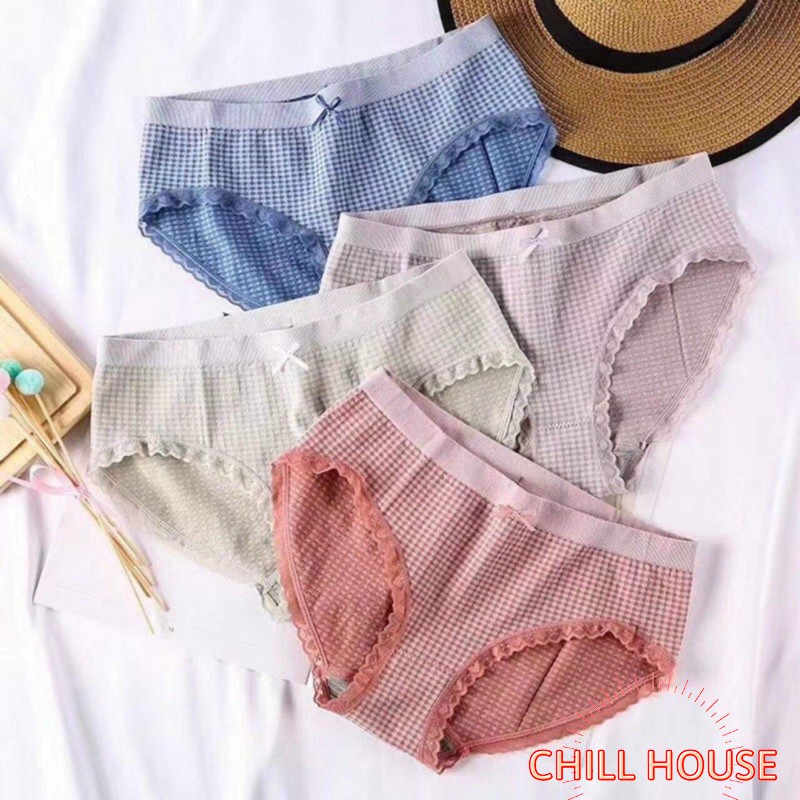 MỚI*ĐƯỢC CHỌN MÀU- Quần lót cotton kẻ nơ 112 kháng khuẩn CHỐNG VIÊM - CHILLHOUSE