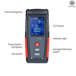 B&O High Precision Handheld Mini Digital LCD EMF Tester Electromagnetic Field Radiation Detector Meter Dosimeter Tester Counter