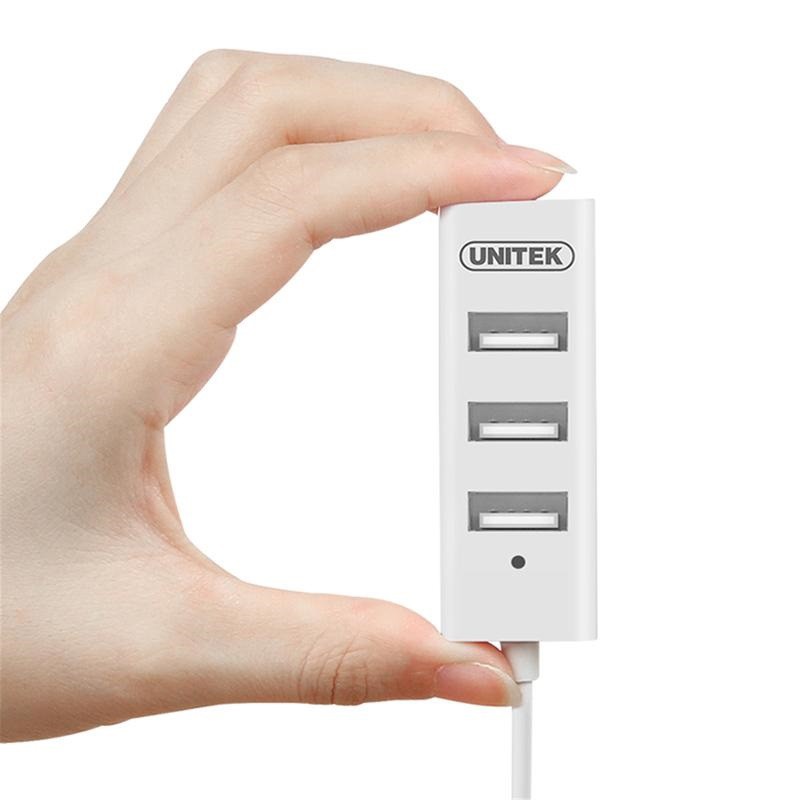 Bộ HUB chia cổng USB 2.0 Unitek Y-2146 từ 1 ra 4 cổng USB - siêu gọn (Trắng)