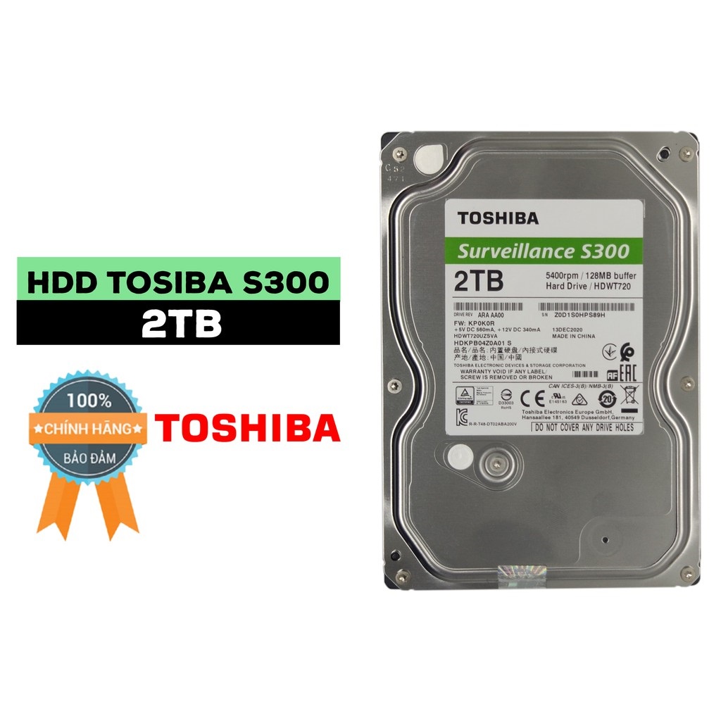 Ổ cứng TOSHIBA 2TB Dùng Cho Đầu Ghi Camera chuyên dụng, Máy Vi Tính - Hàng chính hãng