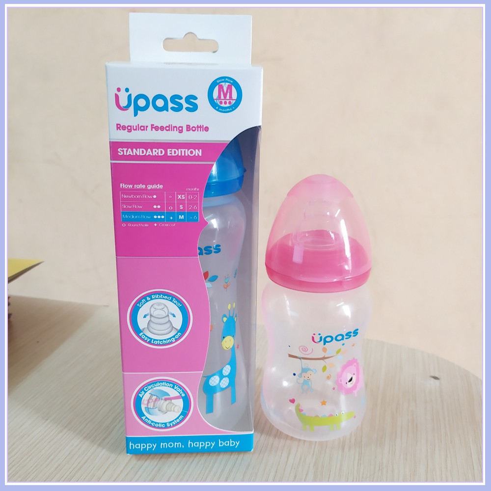 Bình Sữa Chống Sặc Upass Thái Lan Cổ Thường cho bé (140ml- 170ml- 270ml)