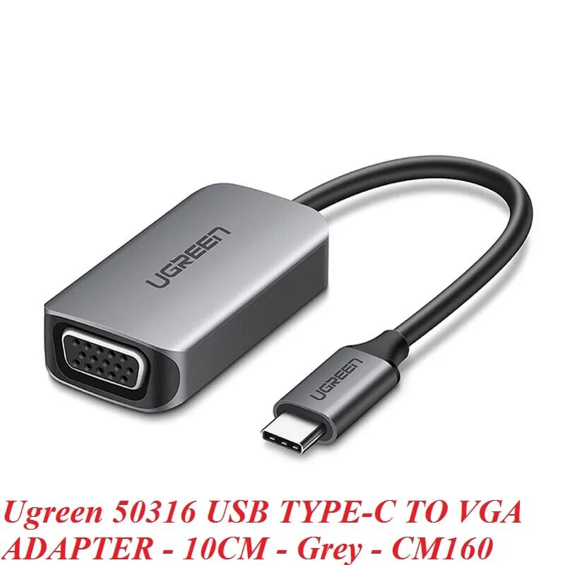 Ugreen 50316 10CM 1920 x 1080 60hz màu xám bộ chuyển USB TYPE C ra VGA CM160