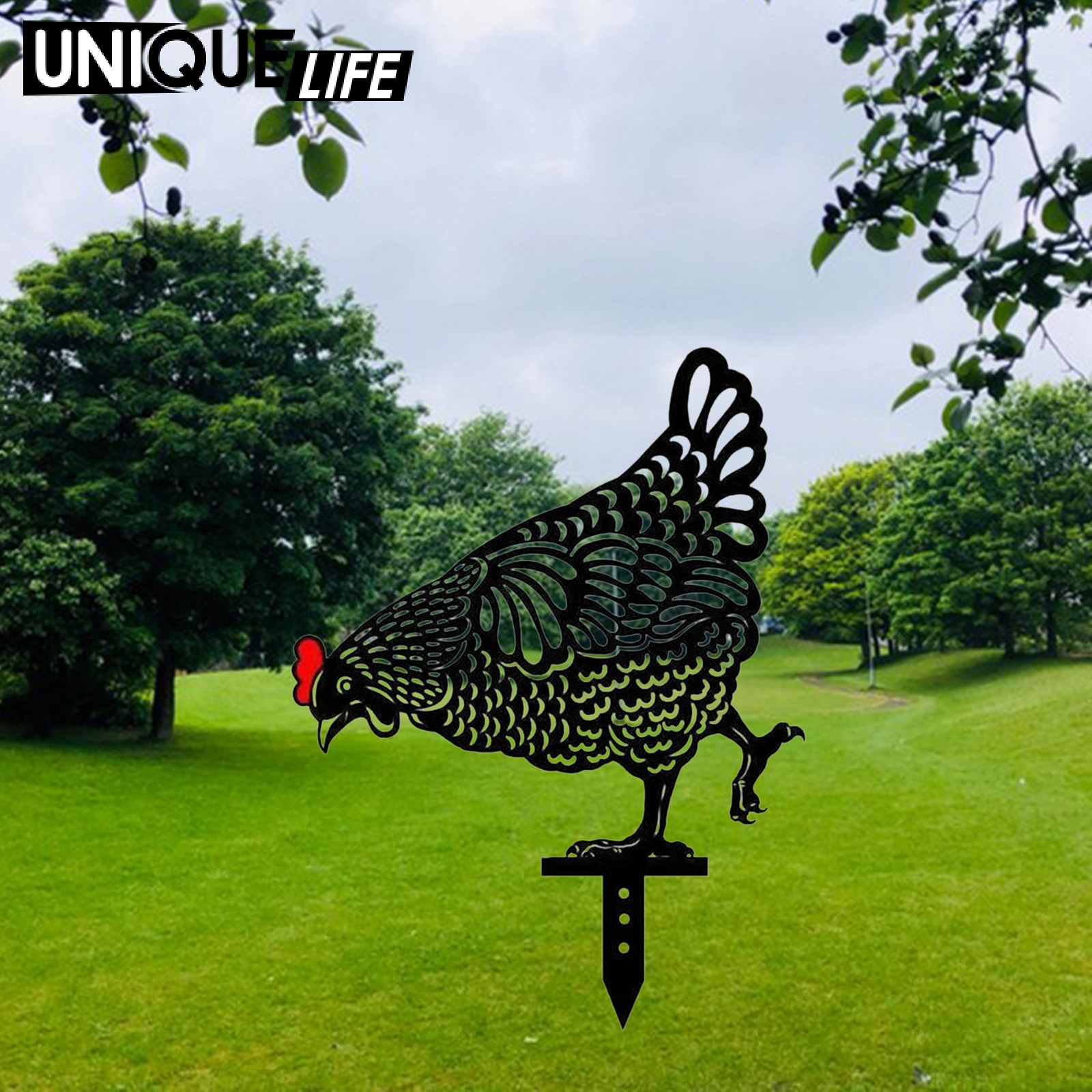 [Unique Life]Acrylic Chicken Yard Art Garden Stake Outdoor Backyards Floor Decoration A