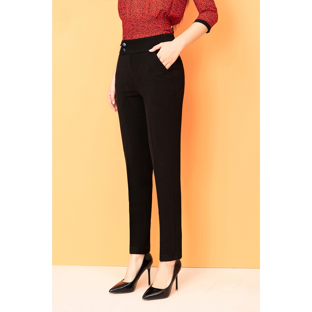 Quần Dài Công Sở Thiết Kế Luperi LFQD2123 Phối 2 Cúc Cạp Cao